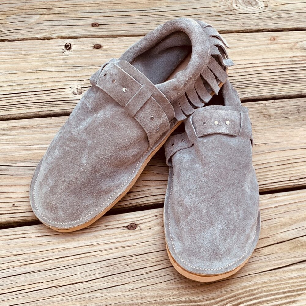 Gray Suede Moccasins Size 9.5